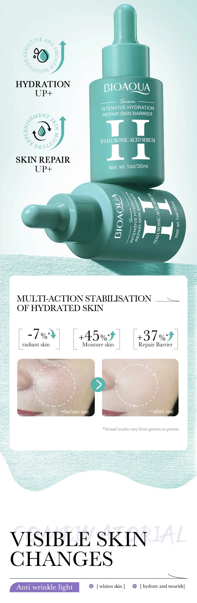 3pcs BIOAQUA Vitamin C Retinol Hyaluronic Acid Serum Face Moisturizing Anti Wrinkle Whitening Facial Essence Skin Care Products